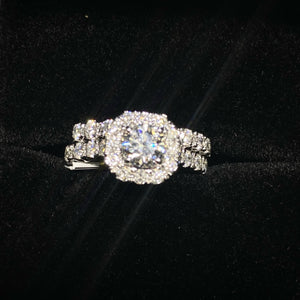 Round Diamond Wedding Set W/ Halo